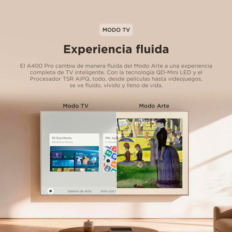 Tcl SMART TV 75" QD MINILED 4K ART TV GOOGLE TV A400PRO